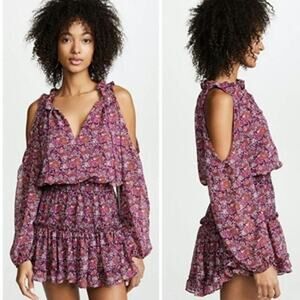 Misa Los Angeles Yesenia Mini Dress in Merlot Floral Print Size: M